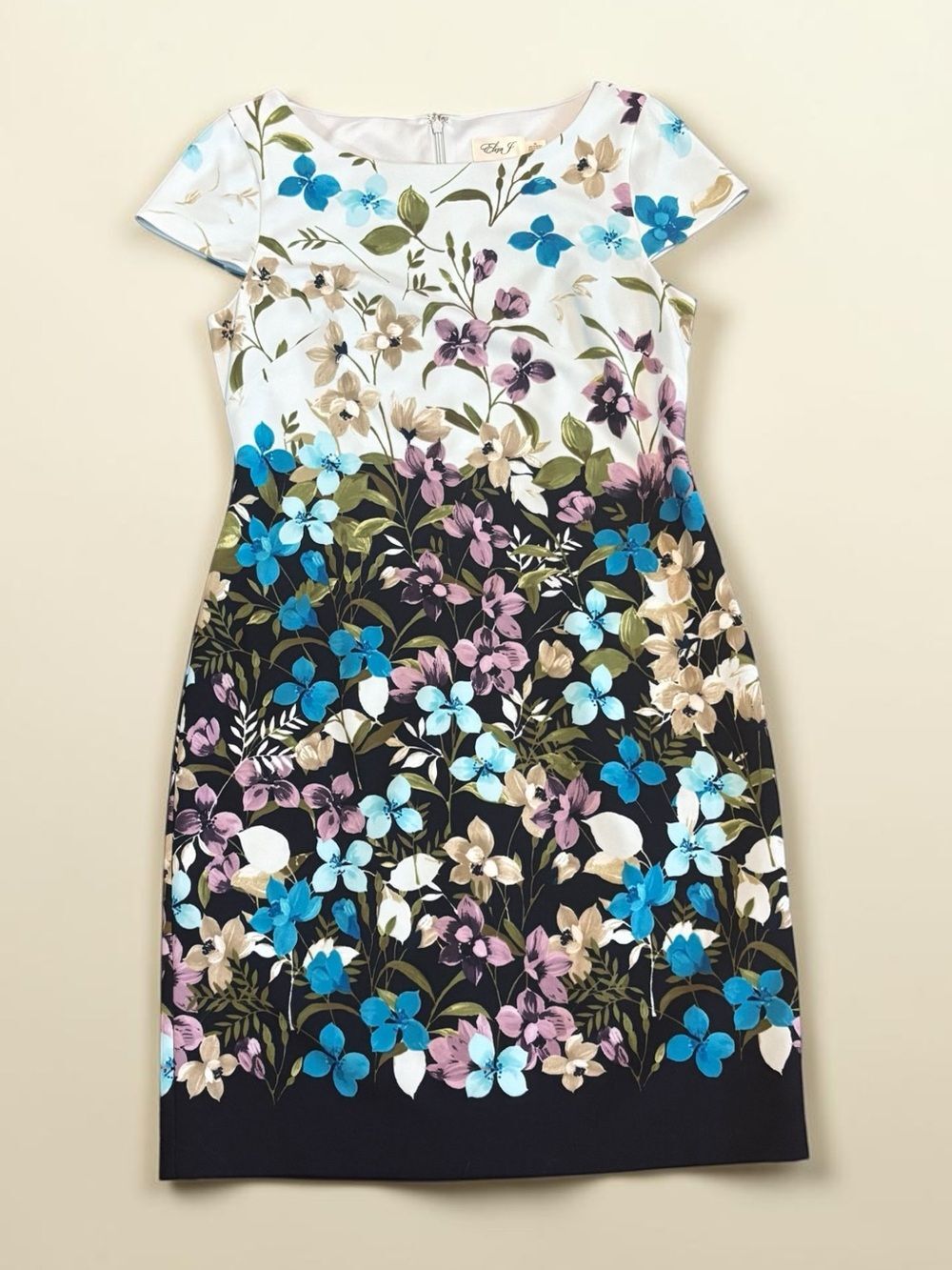 Eliza J Floral Sheath Dress Blue Purple White Size 10